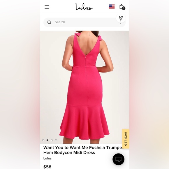 NEW Lulus Fuchsia Trumpet Hem Bodycon Midi - Picture 3 of 5